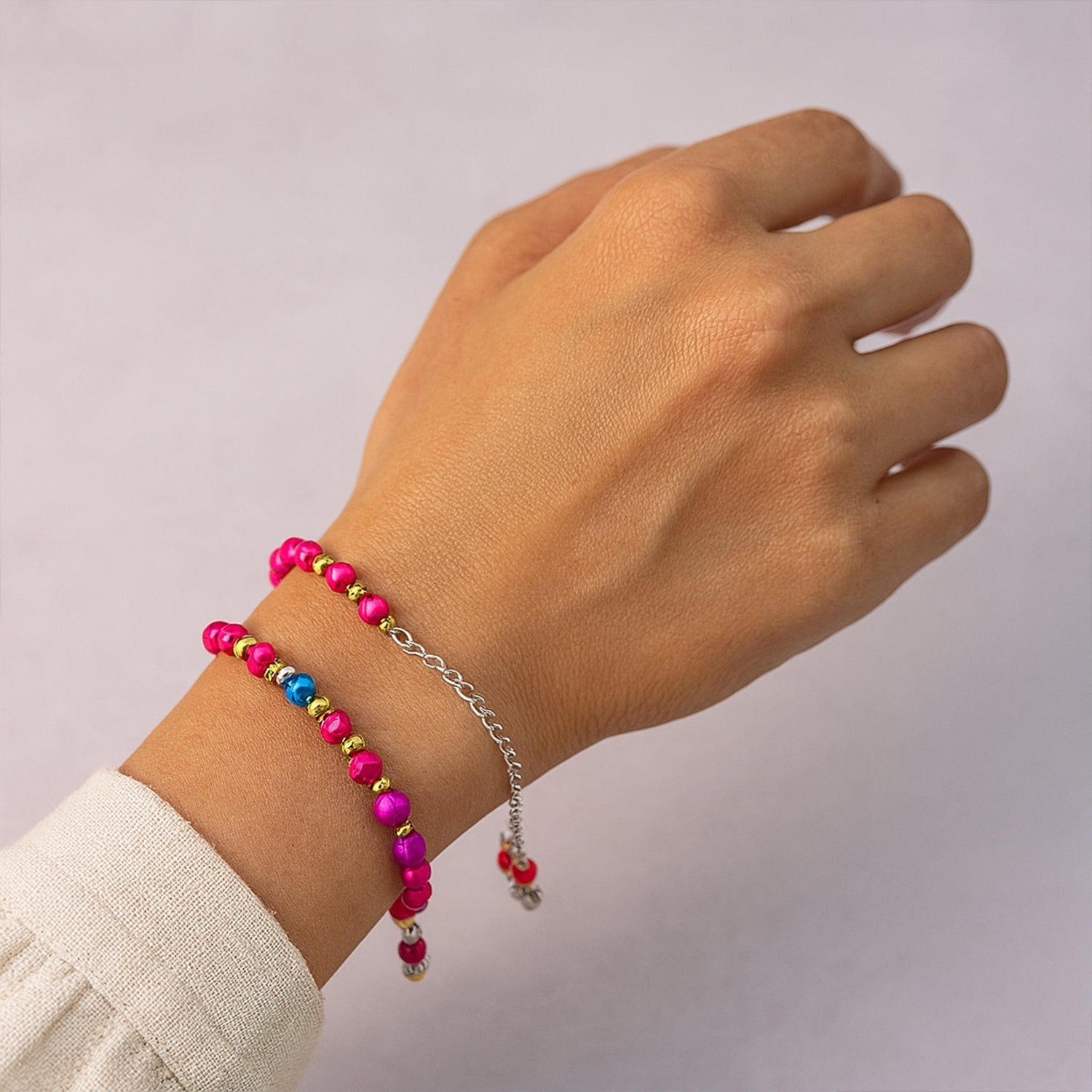 Traditional And Trendy Beaded Bracelet With Adjustable Chain (1 Pc) Wukusy