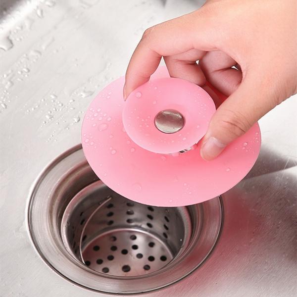 1163 Creative 2-in-1 Silicone Sewer Sink Sealer Cover Drainer (Multicolour) Wukusy