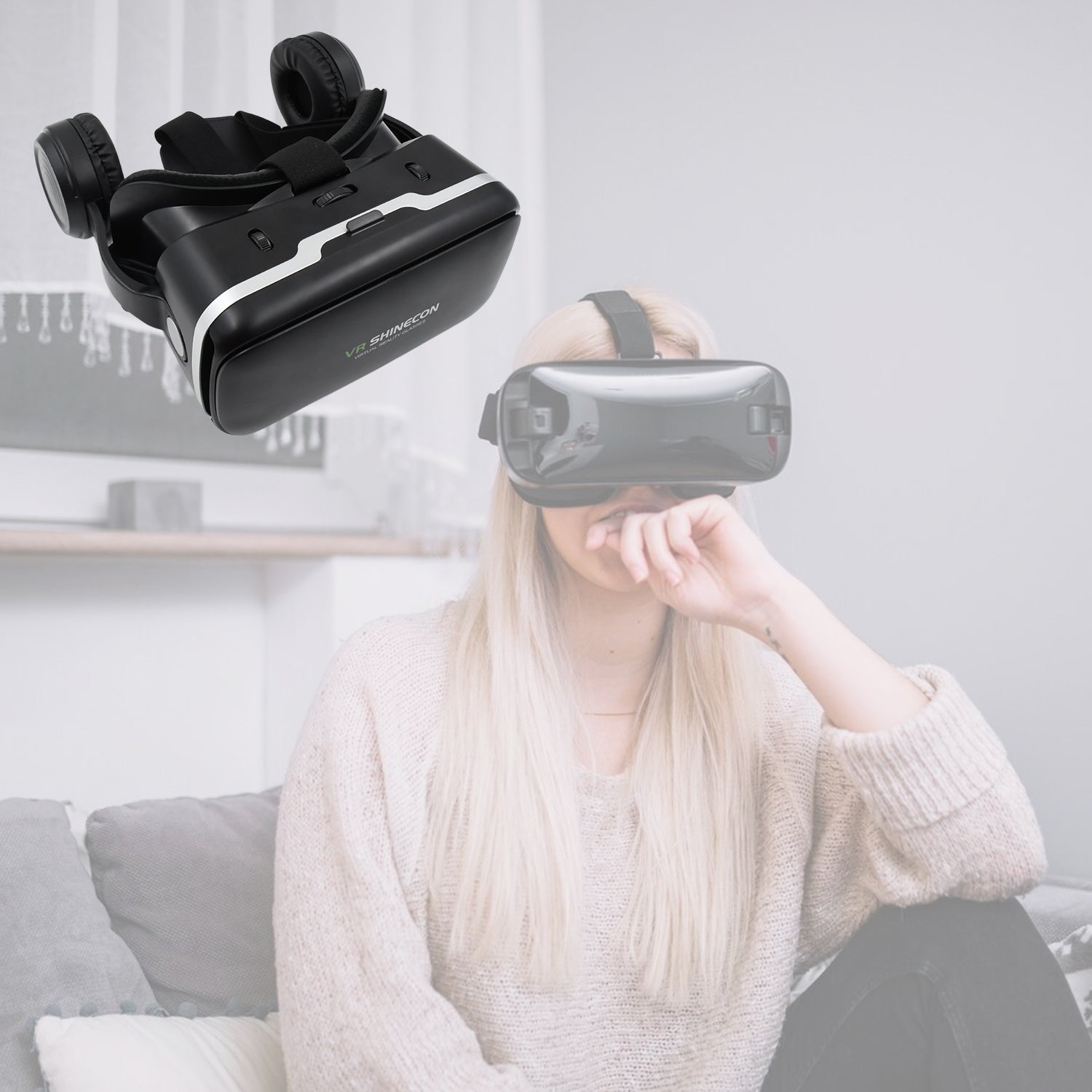 12836 3d Hd Vr Glasses Virtual Reality Goggles Headset For Ios For Android Smartphonevr Goggles-for 3d Vr Movies Video Games With Headphones (1 Pc) Wukusy