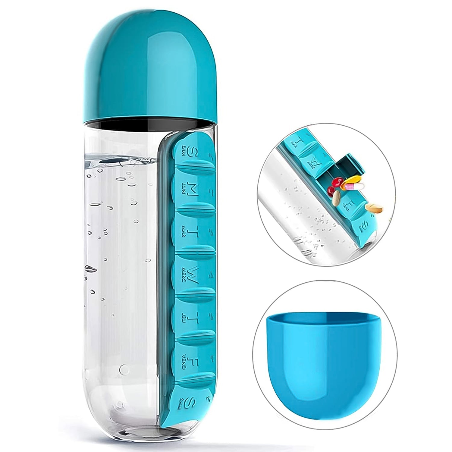 12911 Pill  Vitamin Bottle Water Bottle Multi Functional Use For Traveling  Outdoor Use Water Bottle Travelling Kit Summer Special Bottle (600 Ml   Mix Color ) Wukusy