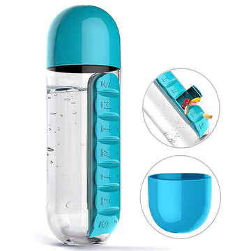 12911 Pill  Vitamin Bottle Water Bottle Multi Functional Use For Traveling  Outdoor Use Water Bottle Travelling Kit Summer Special Bottle (600 Ml   Mix Color ) Wukusy