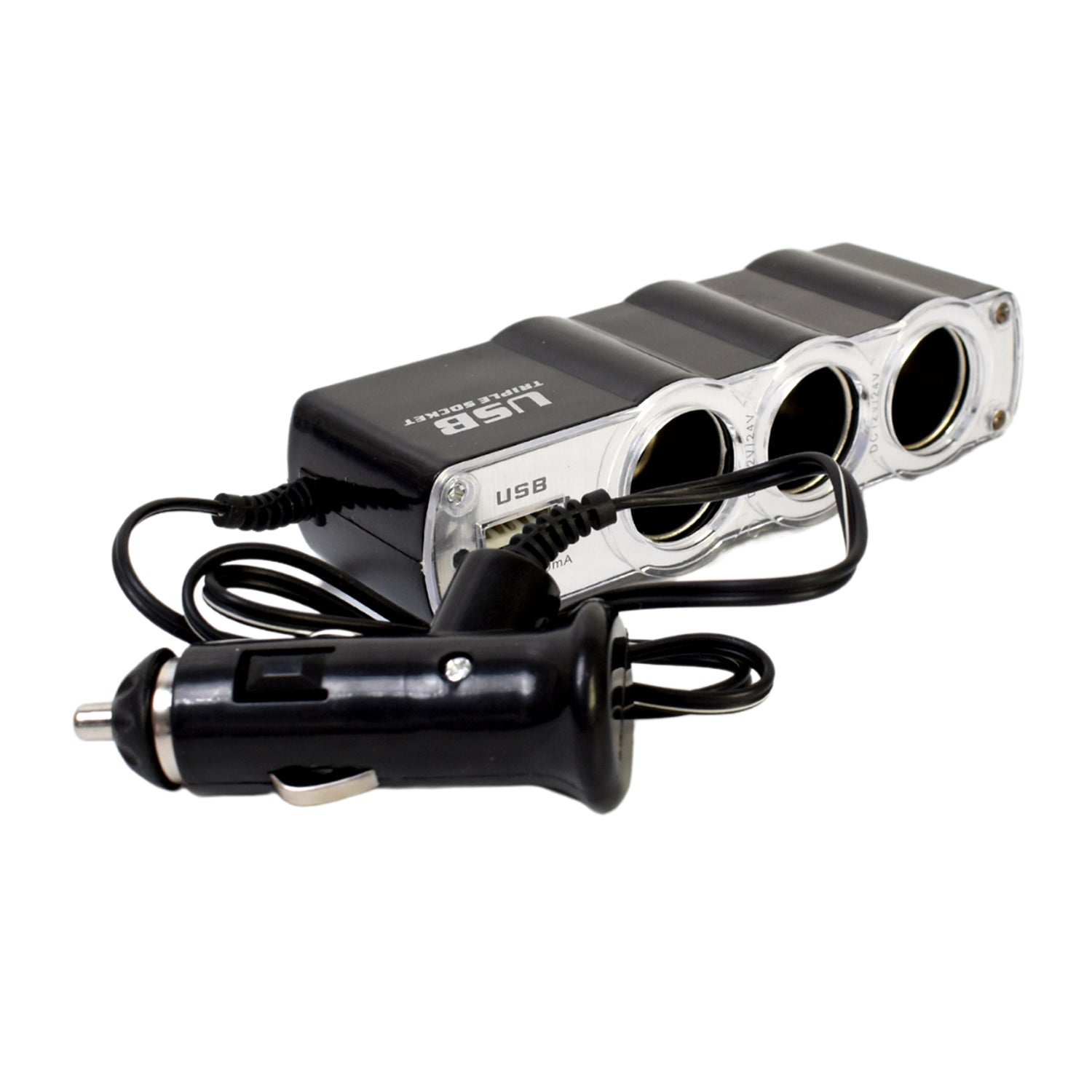 Triple 3 Way Car 12v Lighter Socket Splitter Usb Charger Power Adapter Wukusy