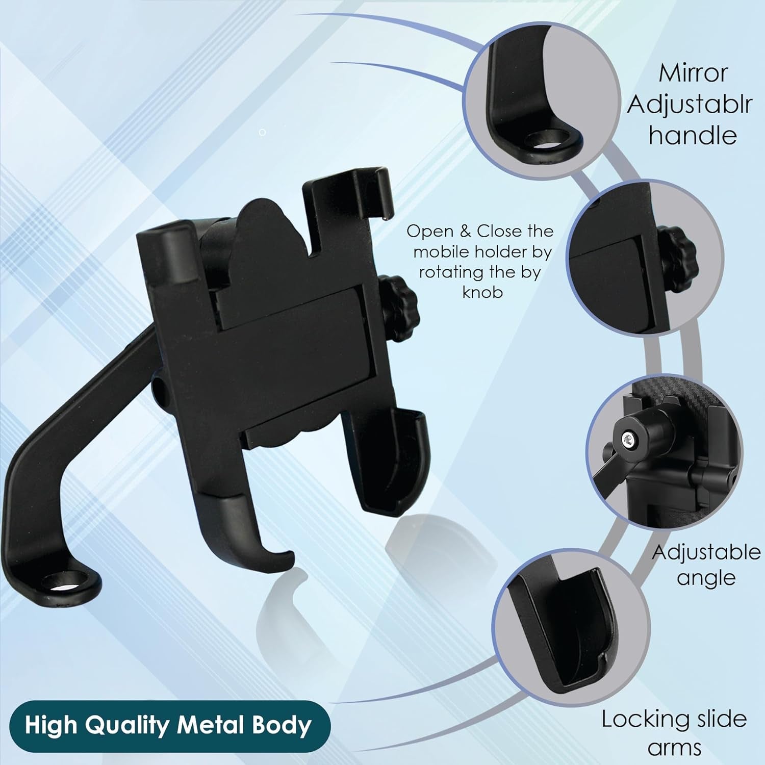 12674 Full Metal Body Bike  Scooty 360 Degree Rotating Mobile Holder Stand For Bicycle Motorcycle Scooty For Maps And Gps Navigation Fits All Smartphones (1 Pc) Wukusy