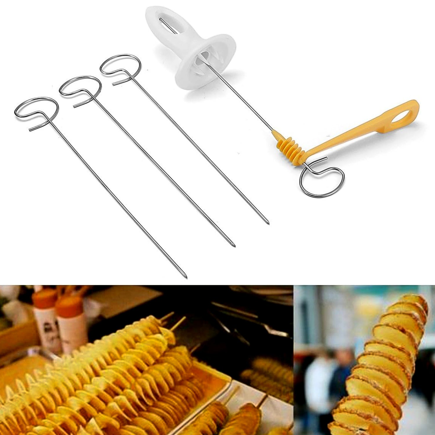 1 Set Potato Spiral Cutter Potato Twister (4 Spits) Wukusy