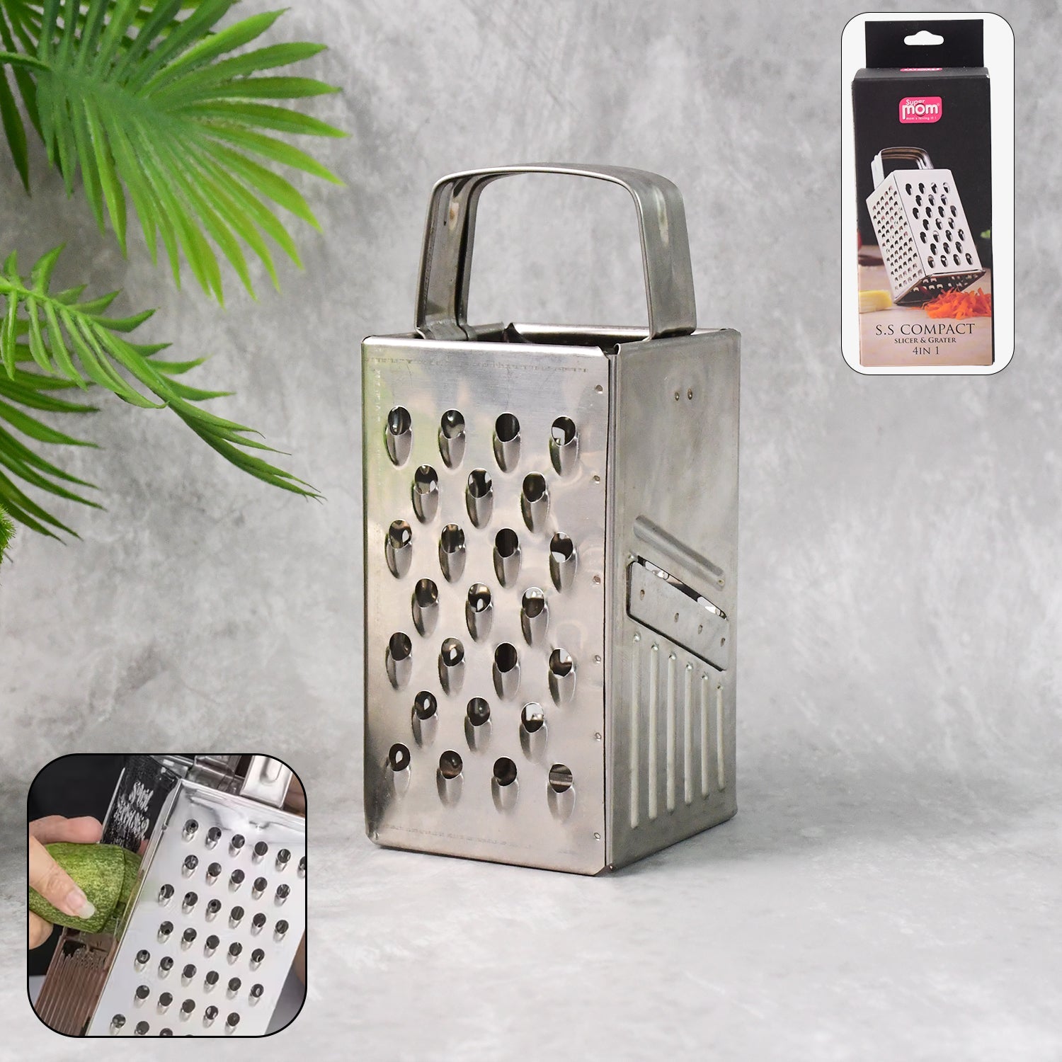 Supermom Premium 4-in-1 Stainless Steel Compact Grater And Slicer Wukusy