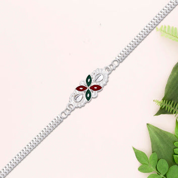 Stylish Silver Chain Rakhi Wukusy