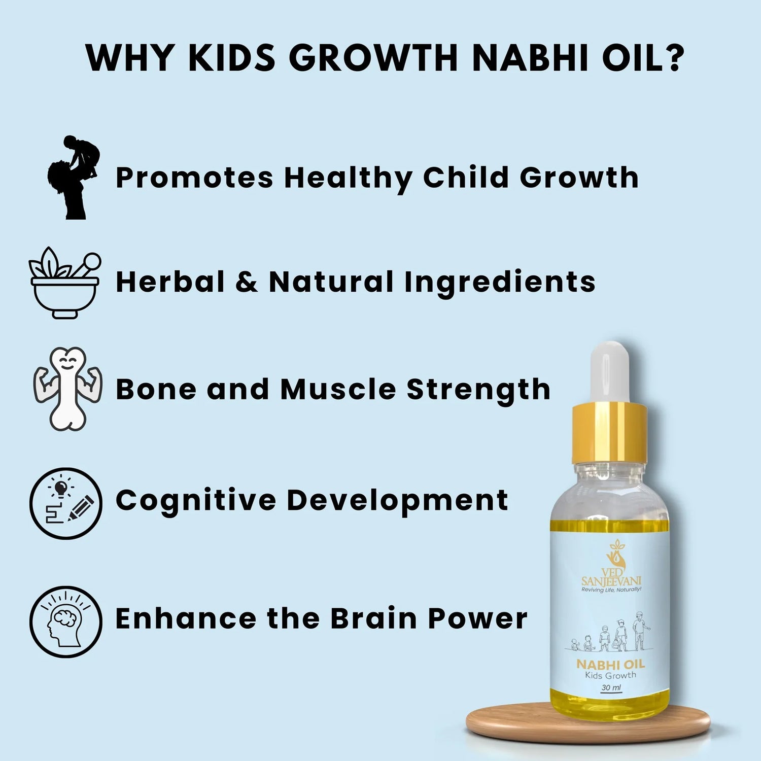 Ved Sanjeevani Nabhi Oil For Kids Growth (30ml  1 Pc) Wukusy