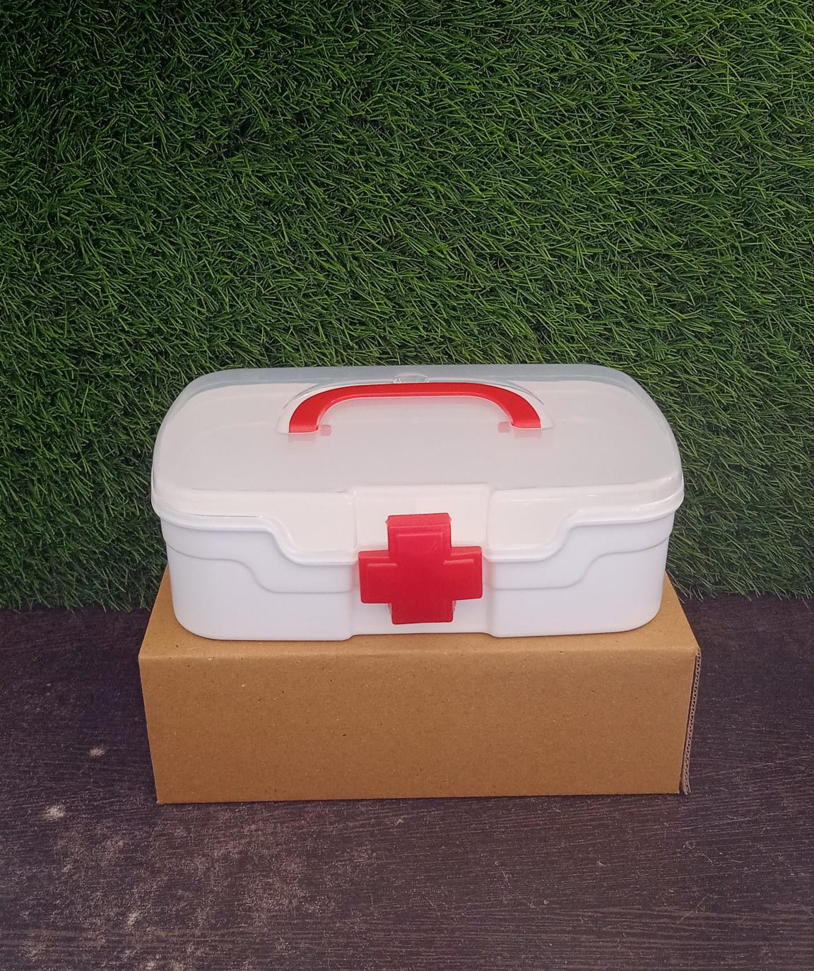 12734 Medical Box 1 Piece Indoor Outdoor Medical Utility Medicine Storage Box Detachable Tray Medical Box Multi Purpose Regular Medicine First Aid Box With Handle  Transparent Lid Wukusy