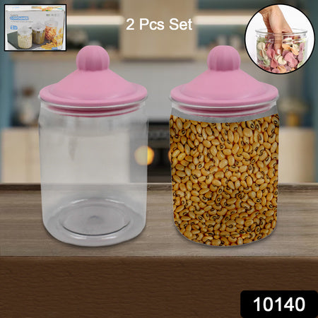 Transparent Kitchen Plastic Container Jar Set (2 Pcs Set  1100 Ml Approx) Wukusy
