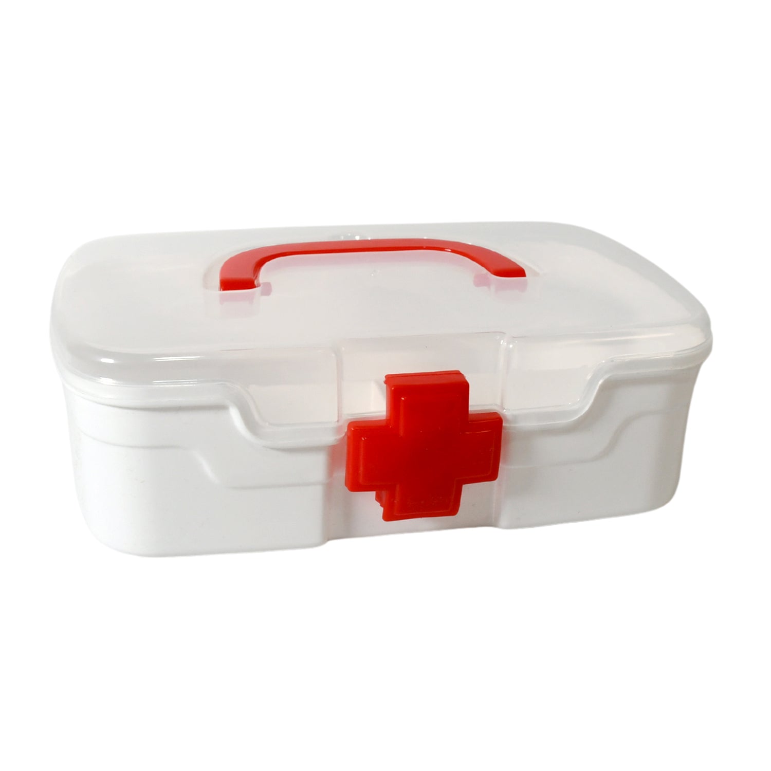 12734 Medical Box 1 Piece Indoor Outdoor Medical Utility Medicine Storage Box Detachable Tray Medical Box Multi Purpose Regular Medicine First Aid Box With Handle  Transparent Lid Wukusy