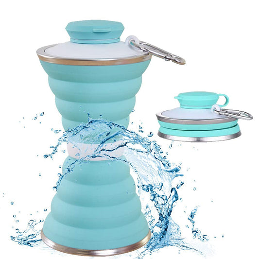 1385 Silicone Traveling Water Bottle Bpa Free - Leak Proof Lightweight Collapsible - Small Folding Refillable And Space Saver For Camping Gym Sports Hiking Biking Yoga Outdoor Wukusy