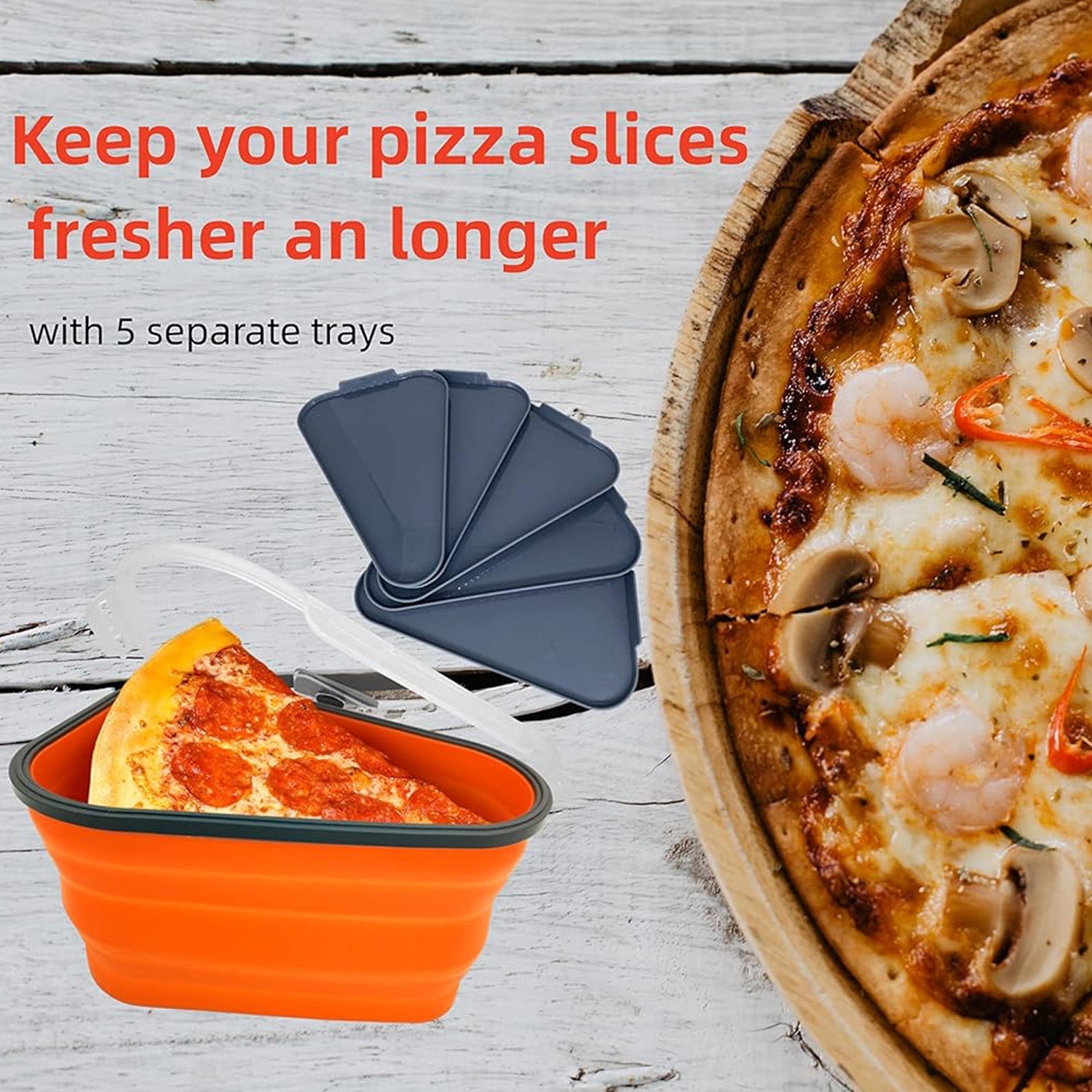 10026 Reusable Pizza Storage Containers With 5 Microwavable Serving Trays Silicone Container Expandable  Adjustable For Packing Pizza At Home  Outdoor Wukusy