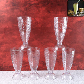 Supermom Transparent Plastic Milkshake Glass Set (400ml  6 Pc) Wukusy
