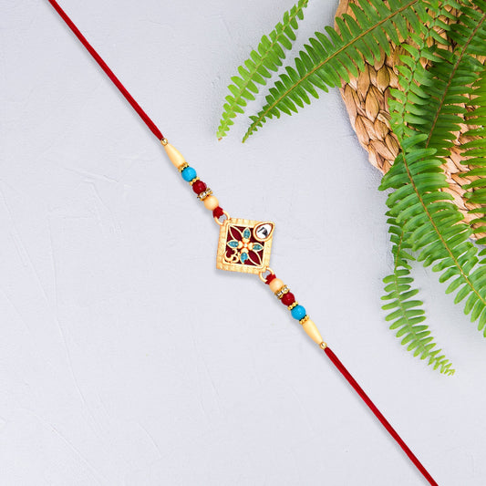 Traditional Beaded Kundan Rakhi Wukusy
