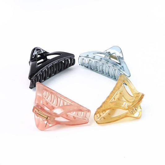 Triangle Shape Mix Color Plastic Hair Claw Clip  1 Pc Durable Grip For Women And Girls Wukusy