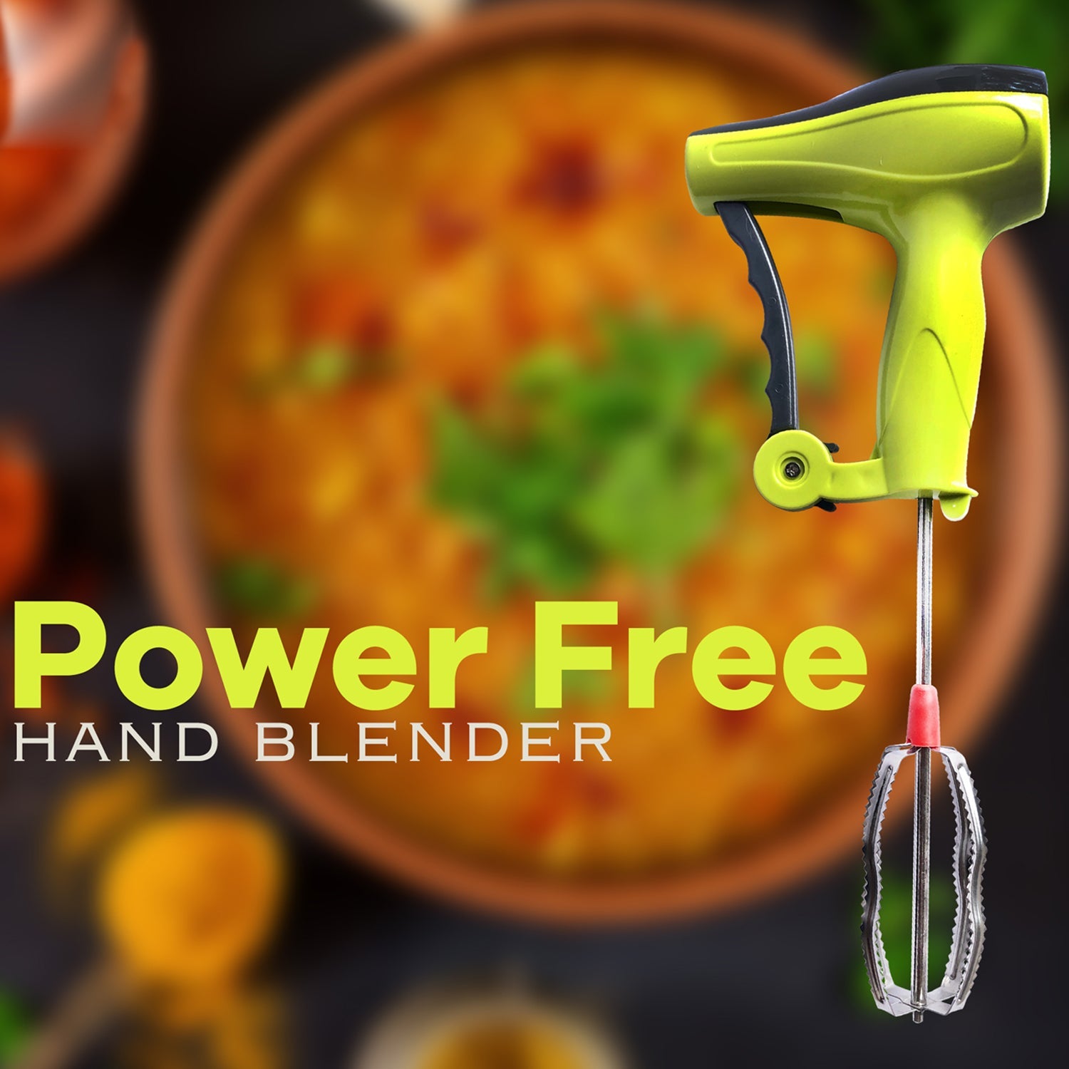 0703 Power Free Manual Hand Blender With Stainless Steel Blades Milk Lassi Maker Egg Beater Mixer Rawai Wukusy