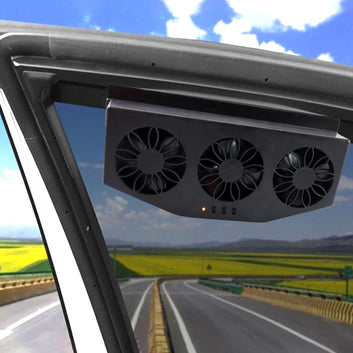 Triple Fan Solar Powered Car Exhaust Ventilation System With Usb Charging Wukusy