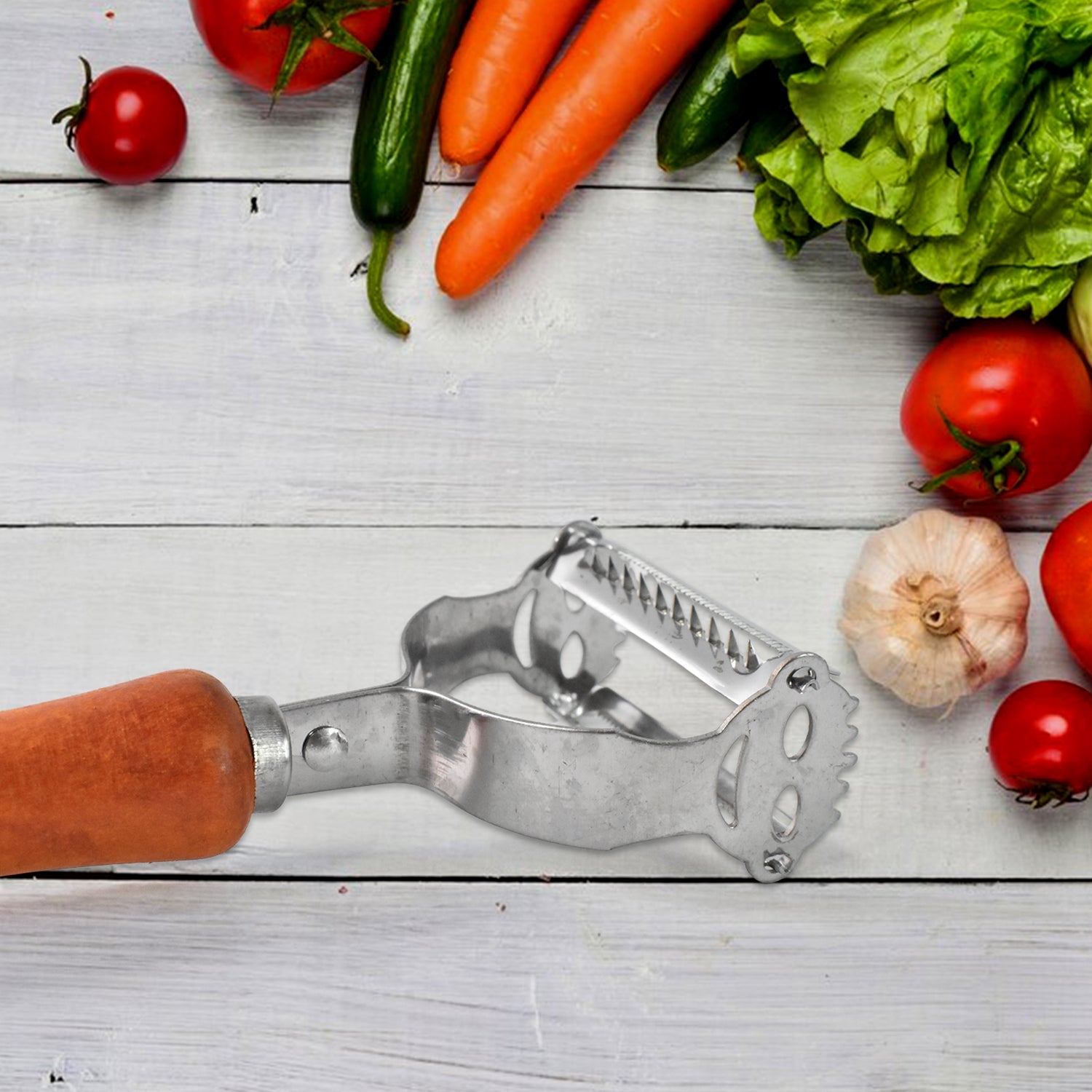 Vegetable And Fruit Peeler With Wooden Handle (1 Pc) Wukusy