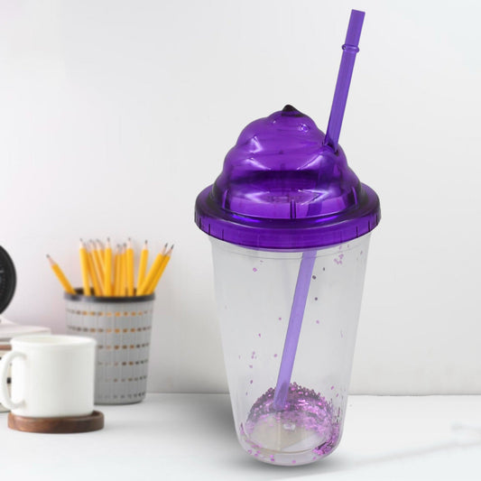 13131 High Quality Plasticcreative Cold Drink Cup  Tumble Reusable Tea Coffee Tumbler With Lid And Straw Double Wall Plastic Drinking Sport Bottletravel Tumbler (1 Pc  Mix Color) Wukusy