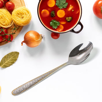 Stainless Steel Gold Bordered Textured Spoons Gold Plated Handle Set Of 6 Pc Wukusy