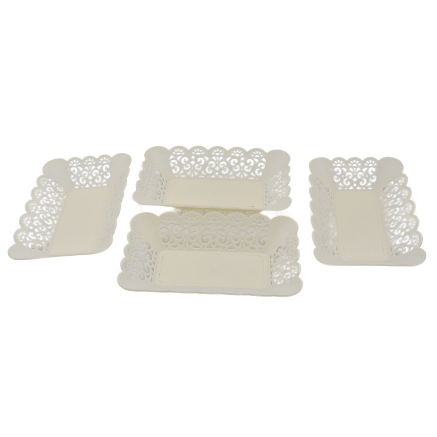 10033 Rectangle Plastic Dinner Plate Snacks  Breakfast Restaurant Serving Trays Home School Coffee Hotel Kitchen Office (8 Pcs Set) Wukusy