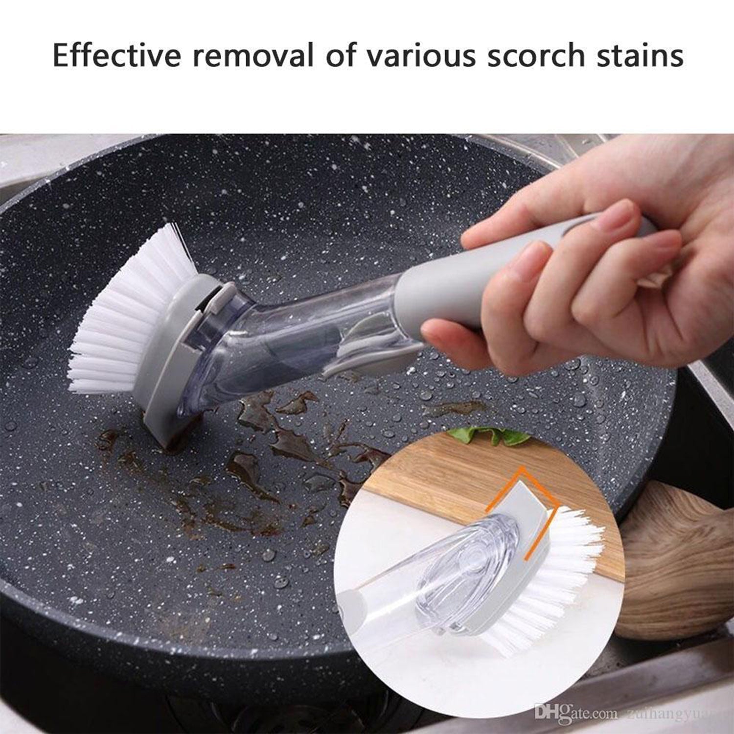 1271a 2-in-1 Dishwashing Brush Long Handle Wash Pot Brush Washing Dish Wukusy