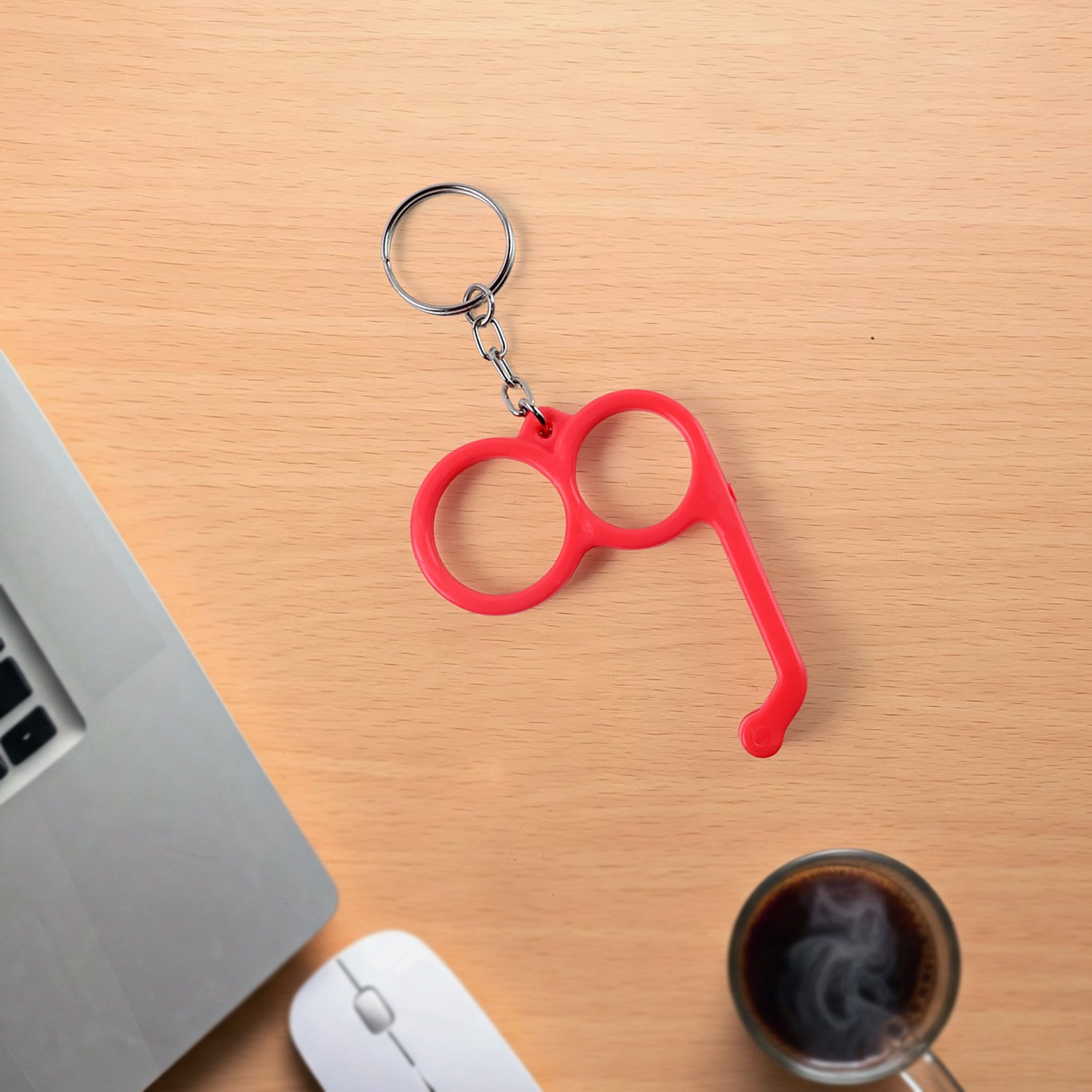 2-in-1 Plastic Dual-finger Mobile Stand Cum Keyring  (1 Pc Mixed Color) Wukusy