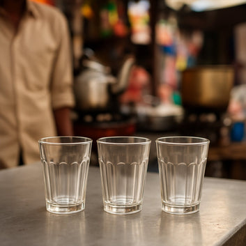 Supermom Plastic Chai Pyali Transparent Tea Glass Set (130ml  6 Pc) Wukusy