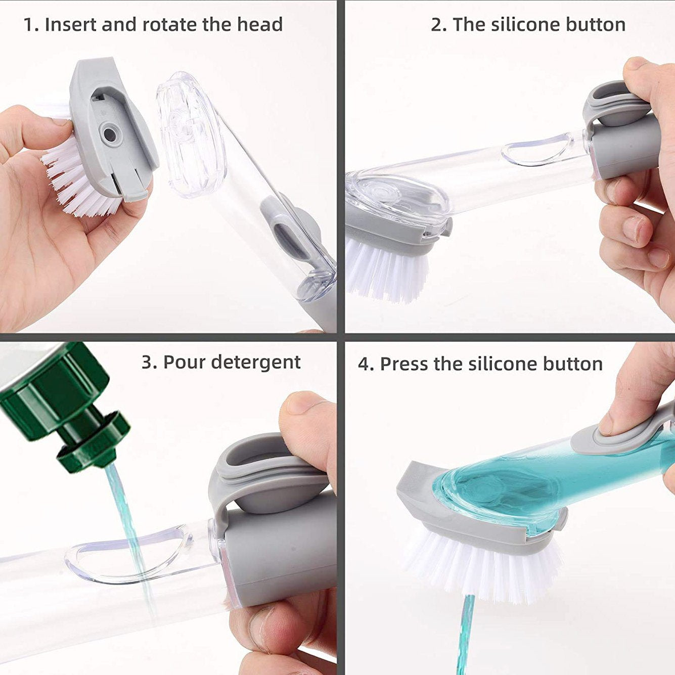 1271 Automatic Liquid Dispenser Dish Clean Brush Scrubber Wukusy
