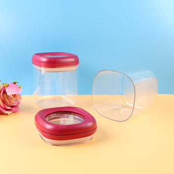 Transparent Twist Lock Kitchen Storage Container Set (Approx 800ml  2pc) Wukusy
