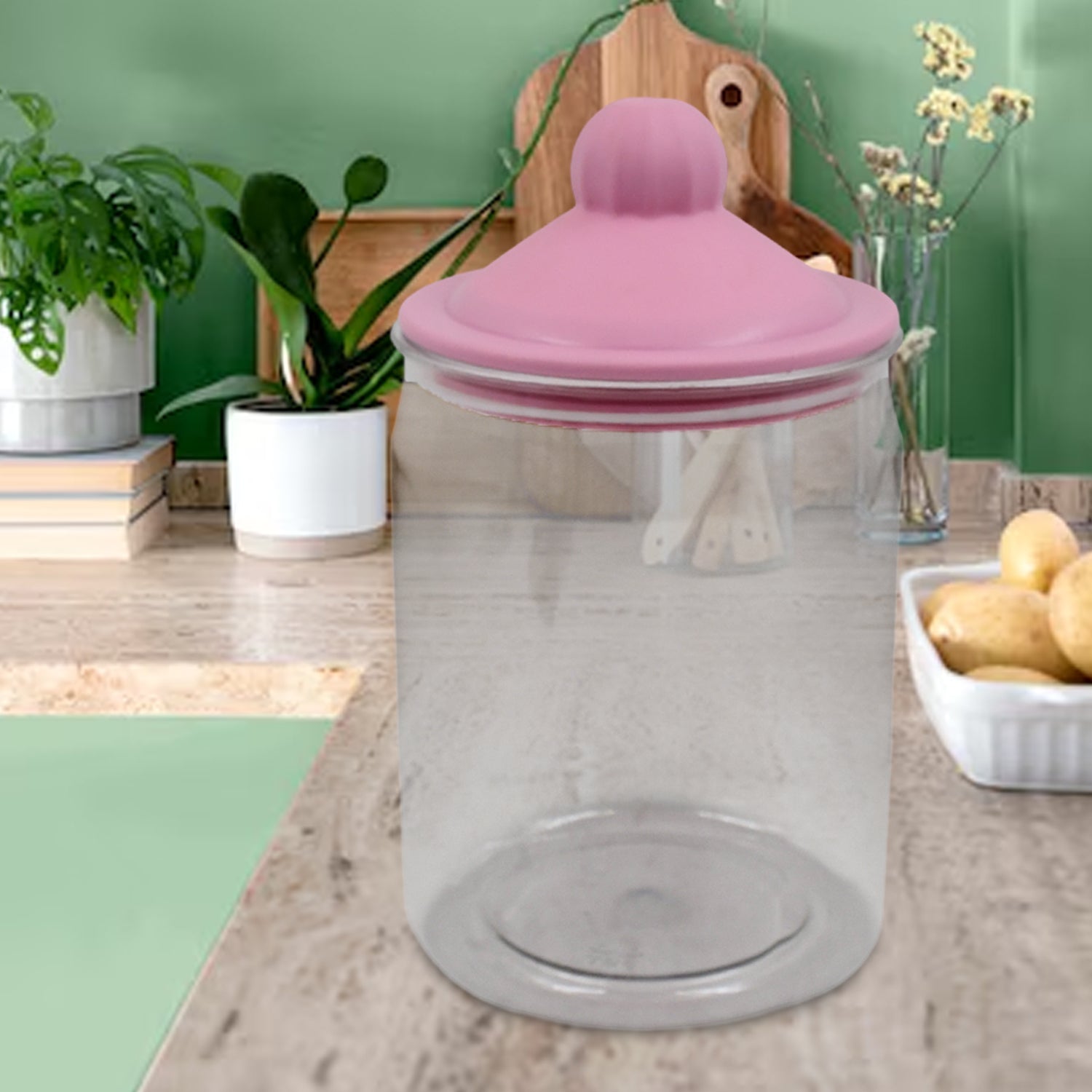 Transparent Kitchen Plastic Container Jar Set (2 Pcs Set  1100 Ml Approx) Wukusy