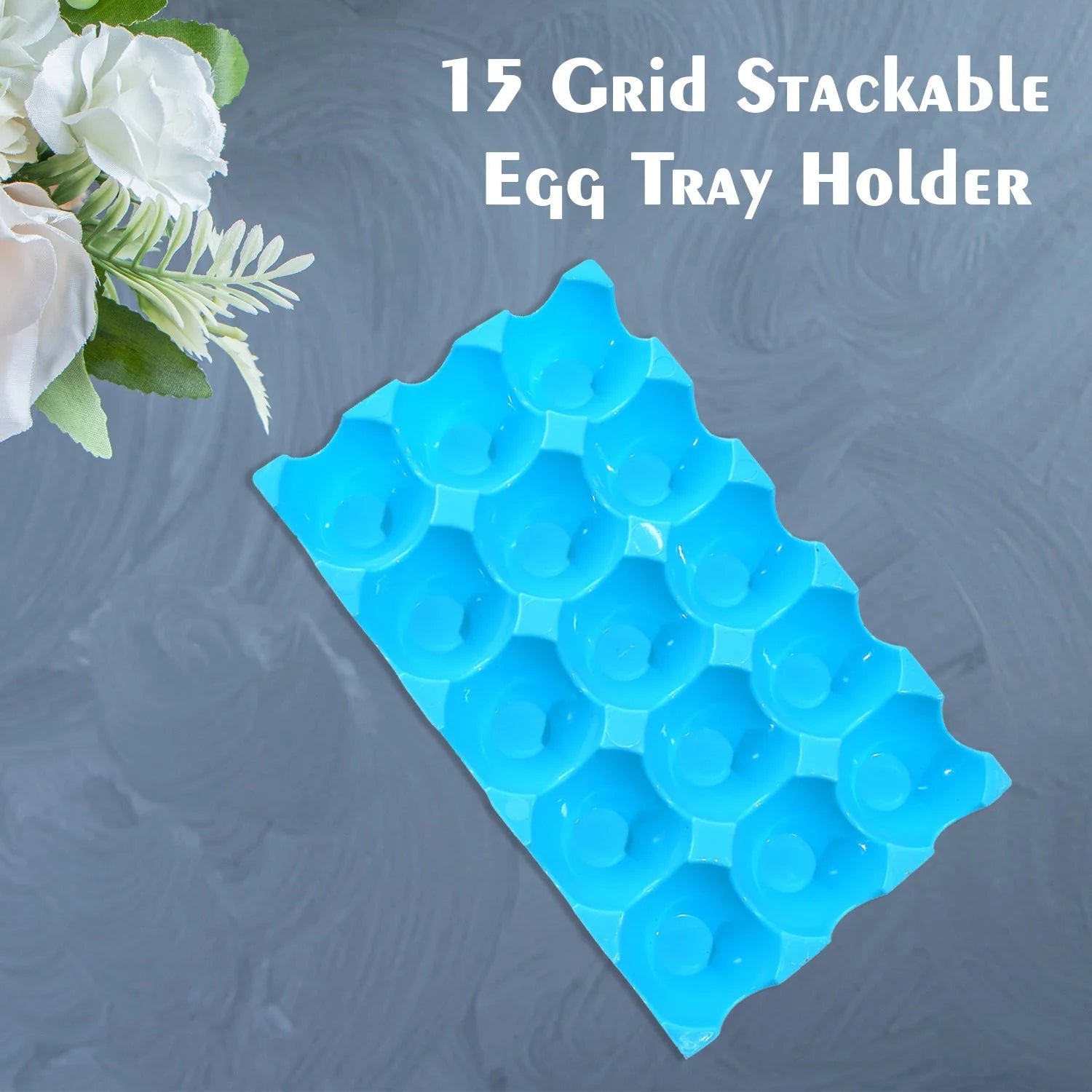 2116 15 Cavity Plastic Egg Tray Egg Trays For Storage With 15 Eggs Holder (4 Pc Set) Wukusy