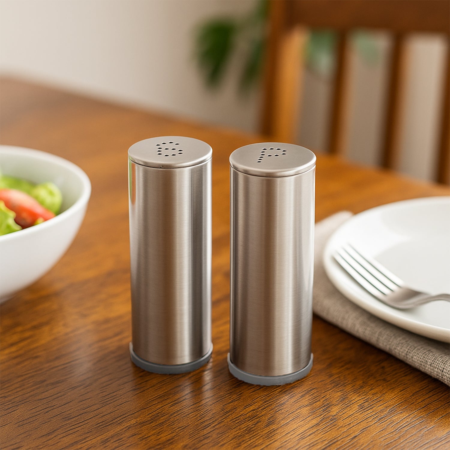 Stainless Steel Salt And Pepper Shaker Set (2 Pc) Wukusy