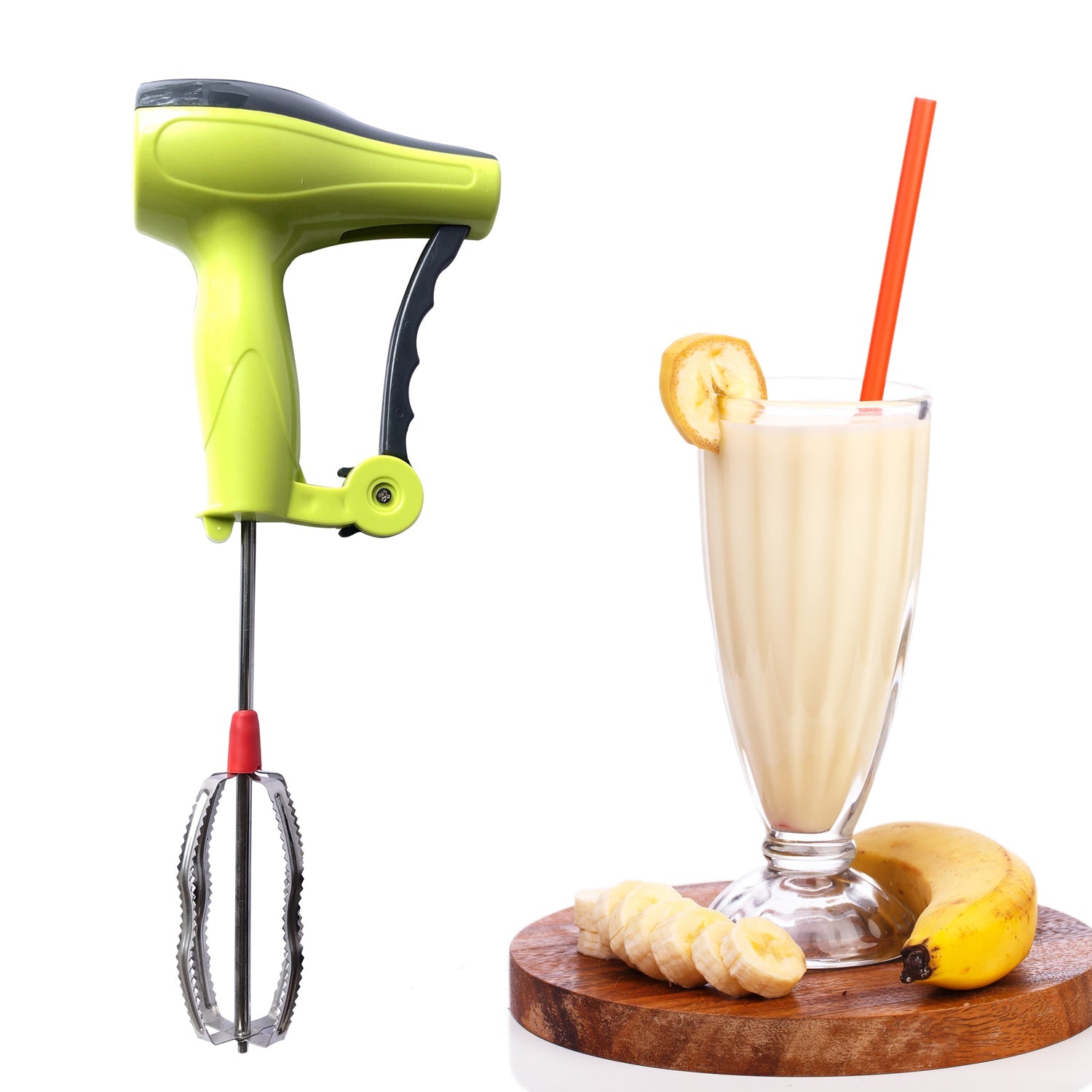 0703 Power Free Manual Hand Blender With Stainless Steel Blades Milk Lassi Maker Egg Beater Mixer Rawai Wukusy