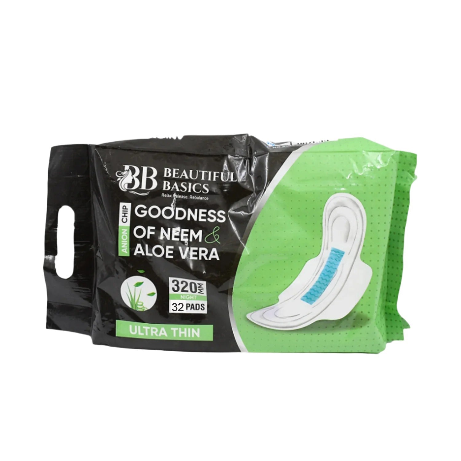 0982 Sanitary Pads For Women With Goodness Of Neem  Aloe Vera  Ultra Thin  Leakage Protection  Ph Balance  With Antibacterial Anion Chip  5x More Absorbance (320 Mm  32 Pads) Wukusy