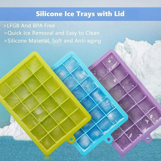 1144  Silicone Ice Cube Trays 24 Cavity Per Ice Tray Multicolour Wukusy