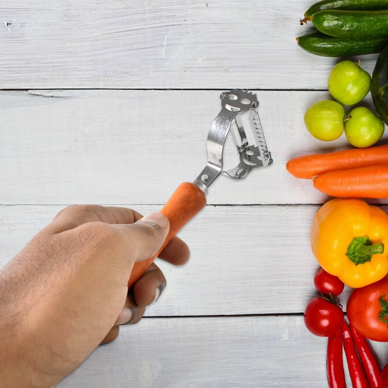 Vegetable And Fruit Peeler With Wooden Handle (1 Pc) Wukusy