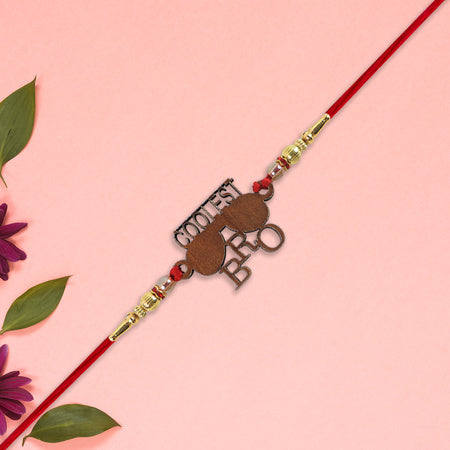 Trendy Wooden Rakhi For Brother  Coolest Bro Design With Sunglass Motif  Decorative Beads Wukusy