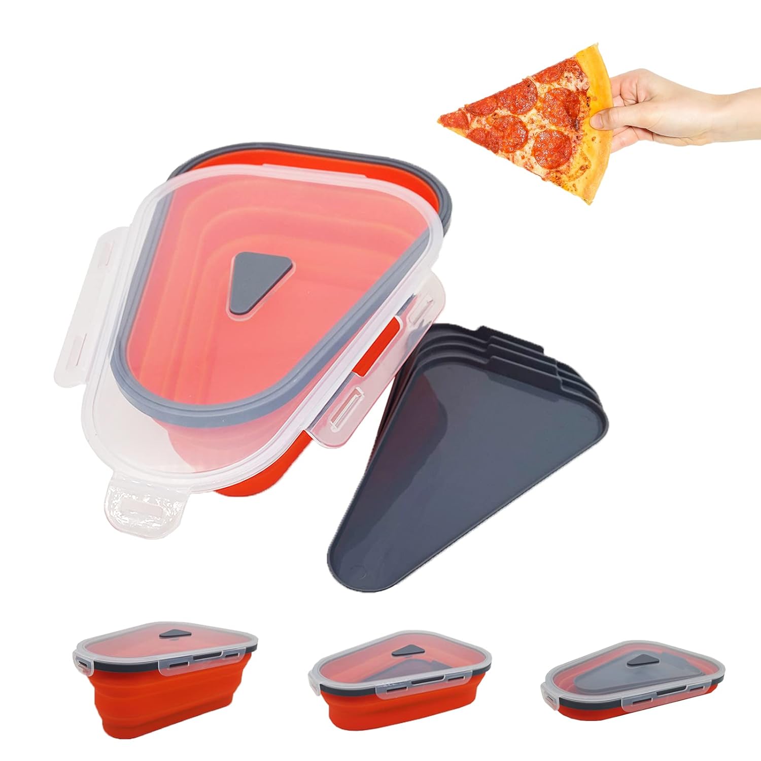 10026 Reusable Pizza Storage Containers With 5 Microwavable Serving Trays Silicone Container Expandable  Adjustable For Packing Pizza At Home  Outdoor Wukusy