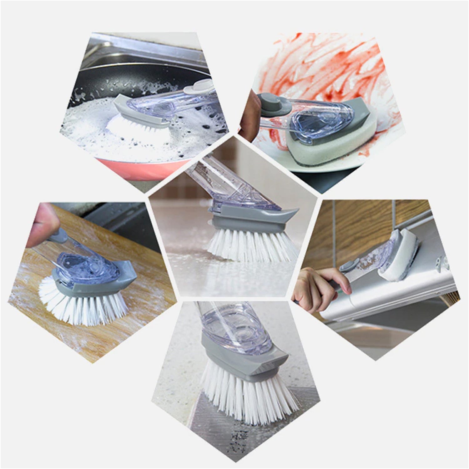 1271a 2-in-1 Dishwashing Brush Long Handle Wash Pot Brush Washing Dish Wukusy