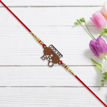 Trendy Wooden Rakhi For Brother  Coolest Bro Design With Sunglass Motif  Decorative Beads Wukusy