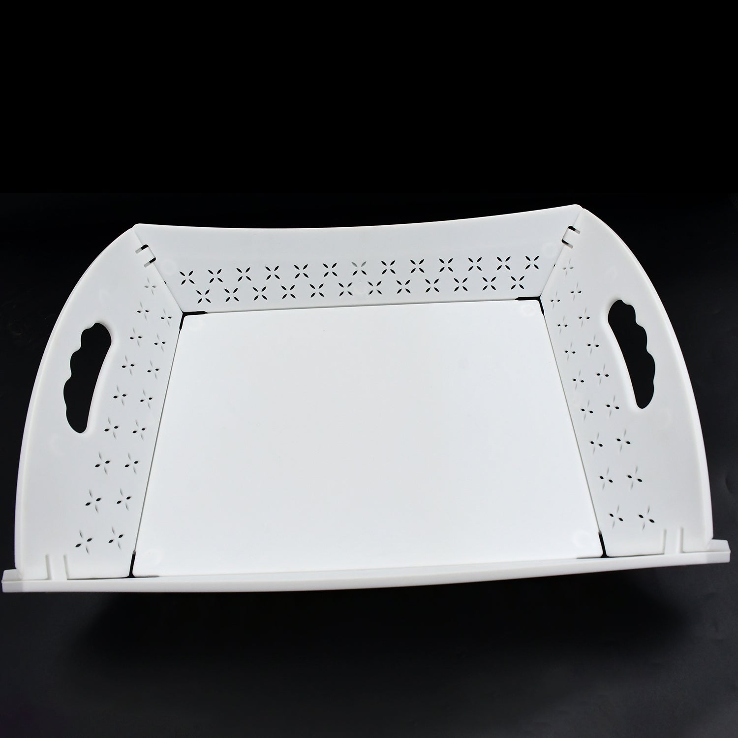 10018 Foldable Serving Tray Plastic Serving Traywith Handle Serving Tray For Food Kitchen Outdoors Restaurants (1 Pc) Wukusy