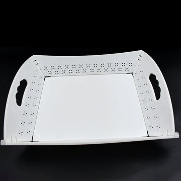 10018 Foldable Serving Tray Plastic Serving Traywith Handle Serving Tray For Food Kitchen Outdoors Restaurants (1 Pc) Wukusy