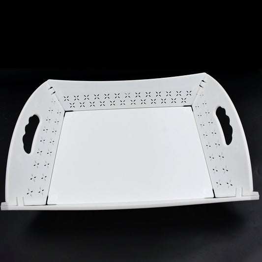10018 Foldable Serving Tray Plastic Serving Traywith Handle Serving Tray For Food Kitchen Outdoors Restaurants (1 Pc) Wukusy