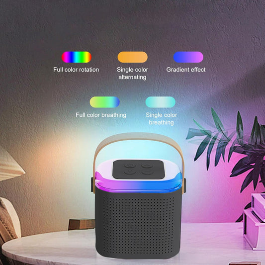 12669 Wireless Speaker Microphone Set Rgb Light Support Memory Card Portablekaraoke Machine Perfect  For Travel Tv Wukusy