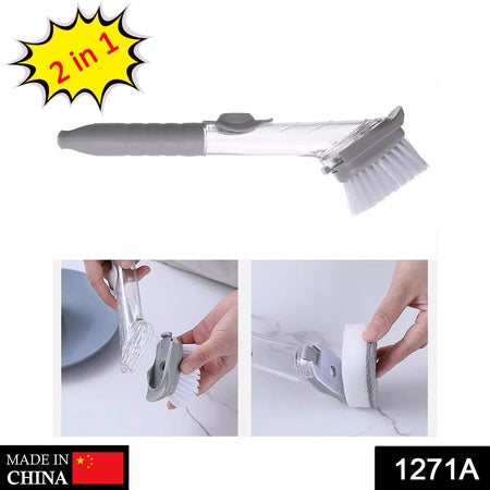 1271a 2-in-1 Dishwashing Brush Long Handle Wash Pot Brush Washing Dish Wukusy