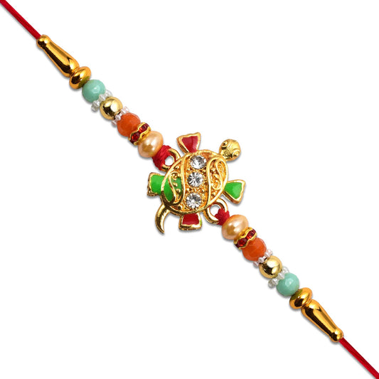 Tortoise Design Rakhi With Stones  Colorful Beads Wukusy