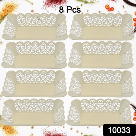 10033 Rectangle Plastic Dinner Plate Snacks  Breakfast Restaurant Serving Trays Home School Coffee Hotel Kitchen Office (8 Pcs Set) Wukusy