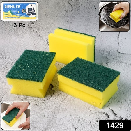 1429 Scrub Sponge 2 In 1 Pad For Kitchen Sink Bathroom Cleaning Scrubber Wukusy