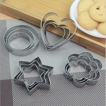 0813 Cookie Cutter Stainless Steel Cookie Cutter With Shape Heart Round Star And Flower (12 Pieces) Wukusy